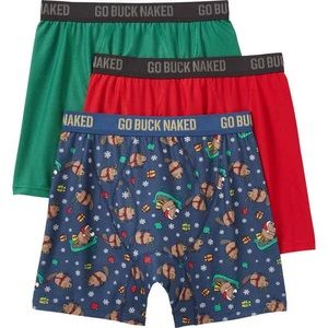 Men's Go Buck Naked Performance Boxer Briefs 3-Pack Set